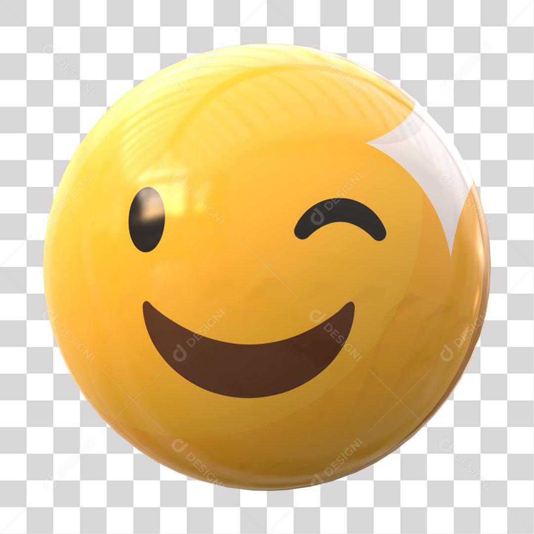 Emoji Piscando Olho Elemento 3D PNG Transparente