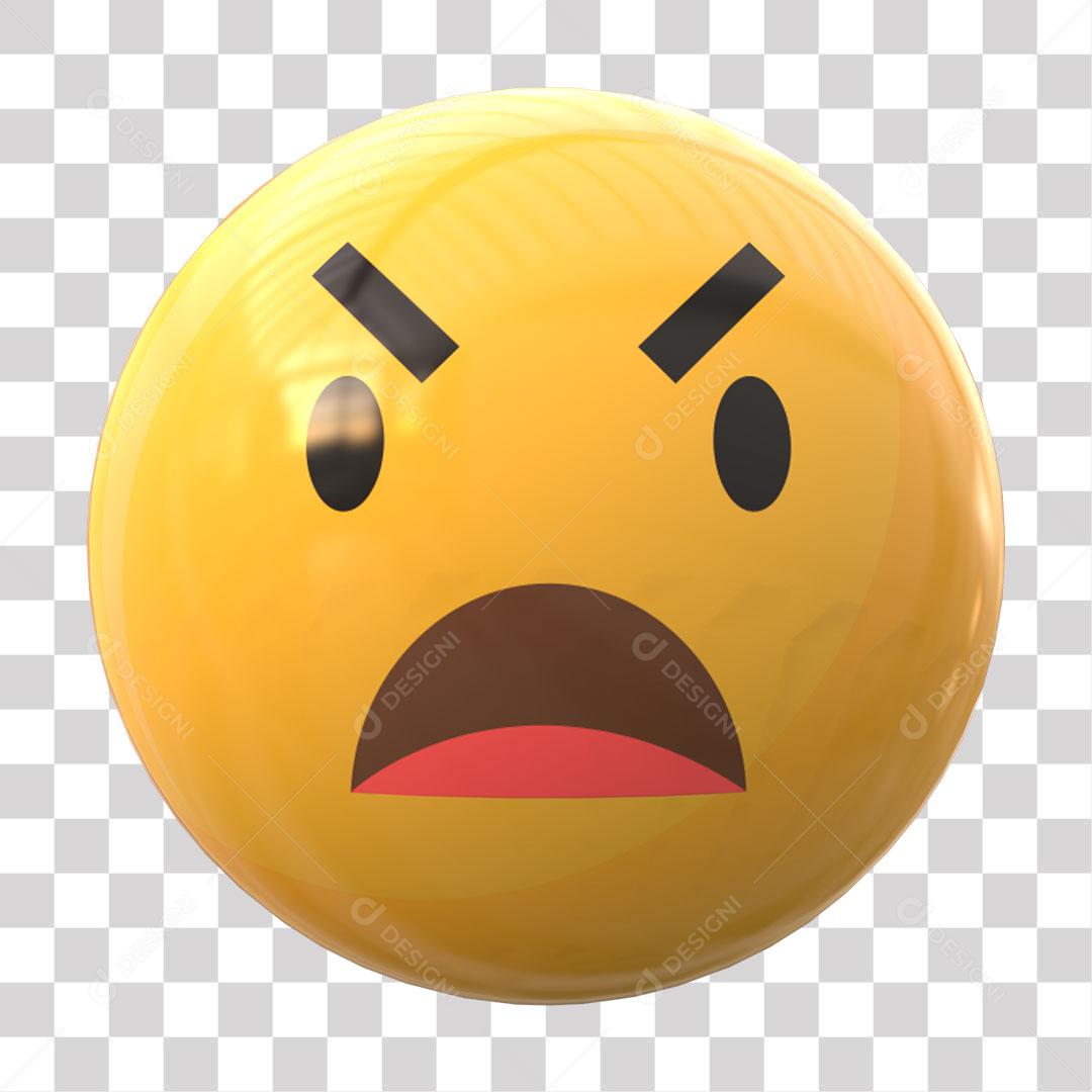 Emoji Com Expressão Raiva Elemento 3D Para Composição PNG Transparente