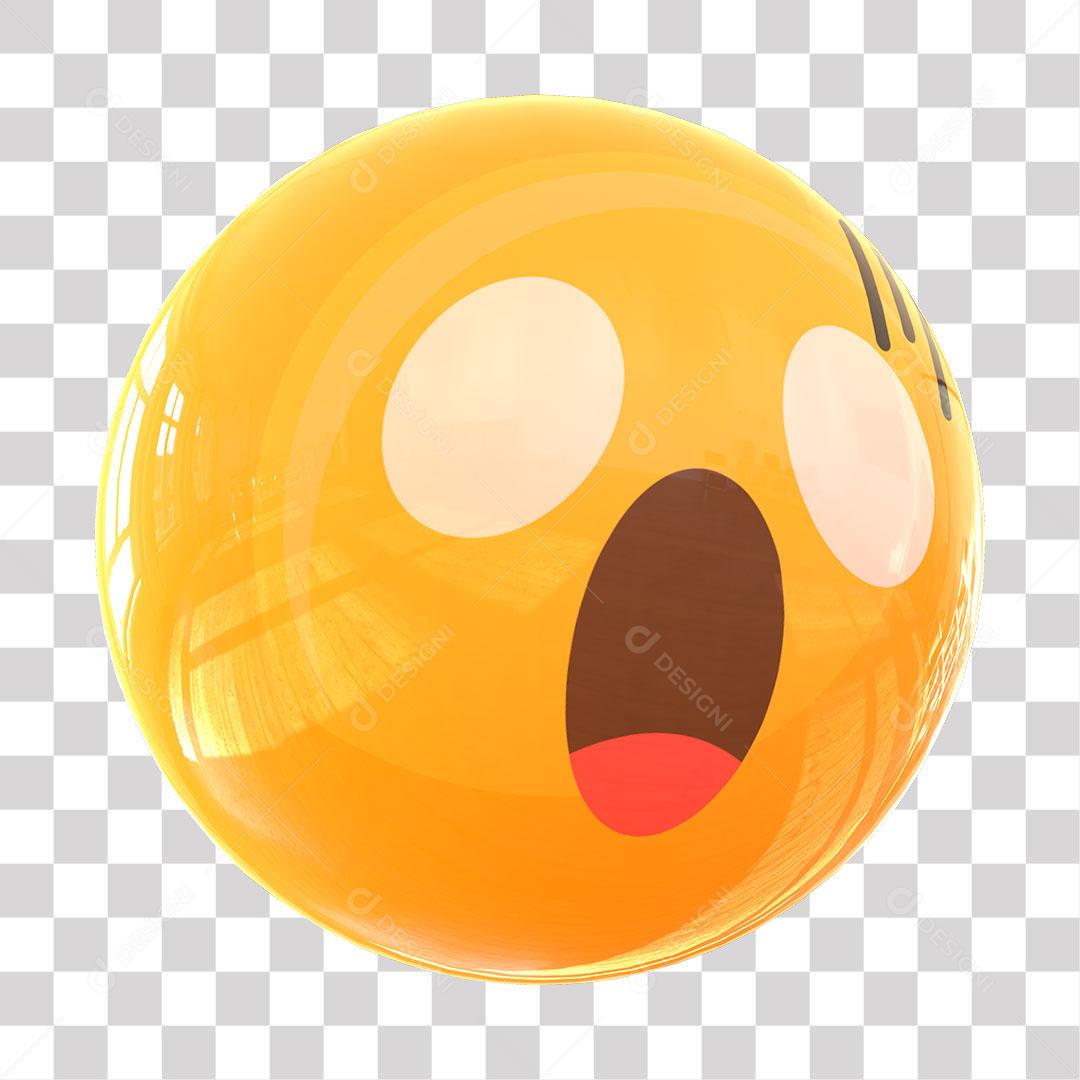 Emoji Com Expressão Surpreso Elemento 3D Para Composição PNG Transparente