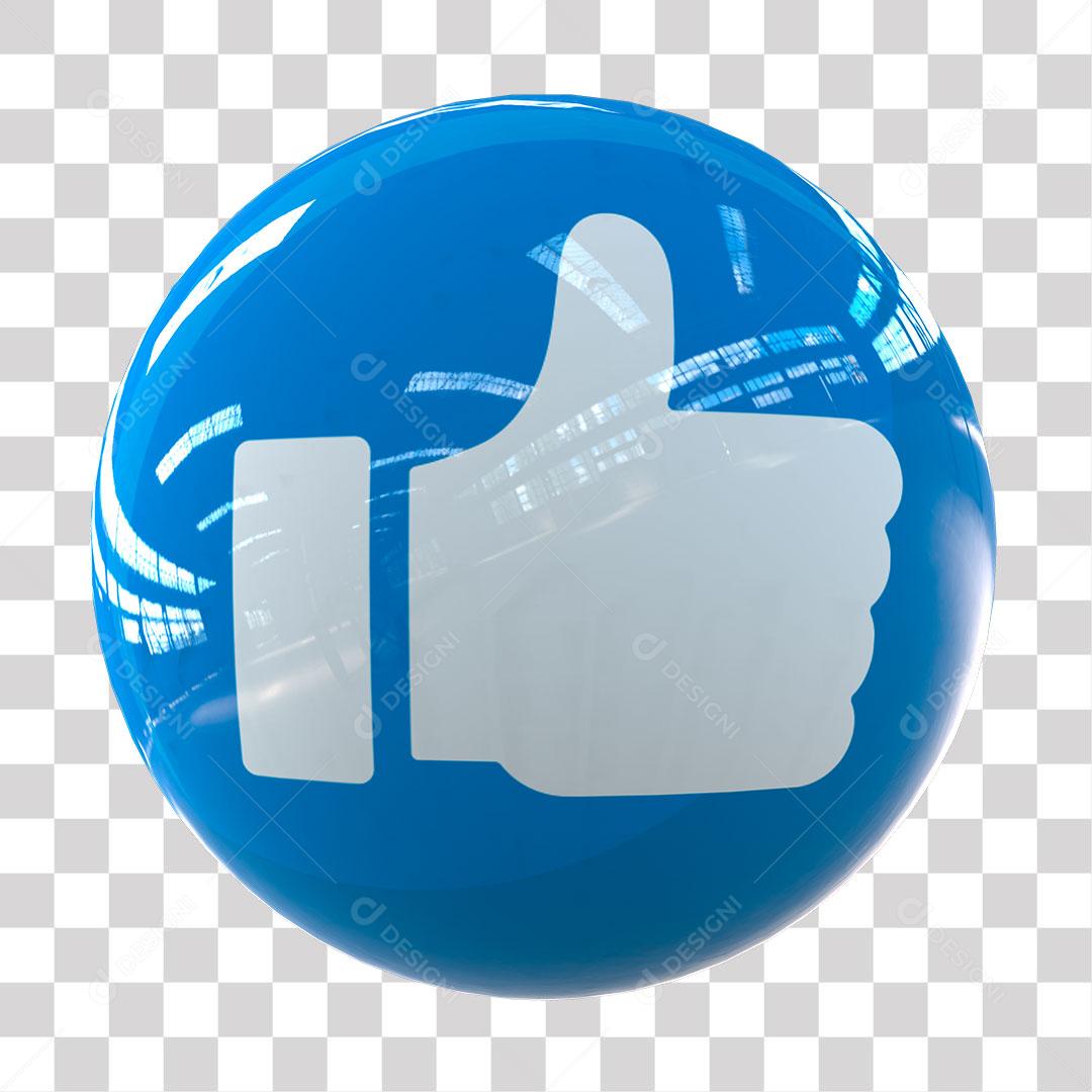 Like Gostei Azul Elemento 3D Para Composição PNG Transparente