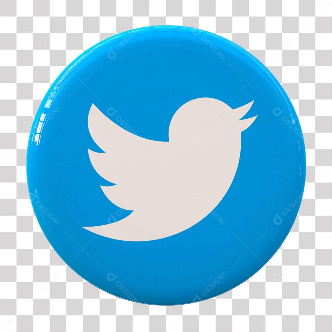 Twitter Ícone 3D Para Composição PNG Transparente