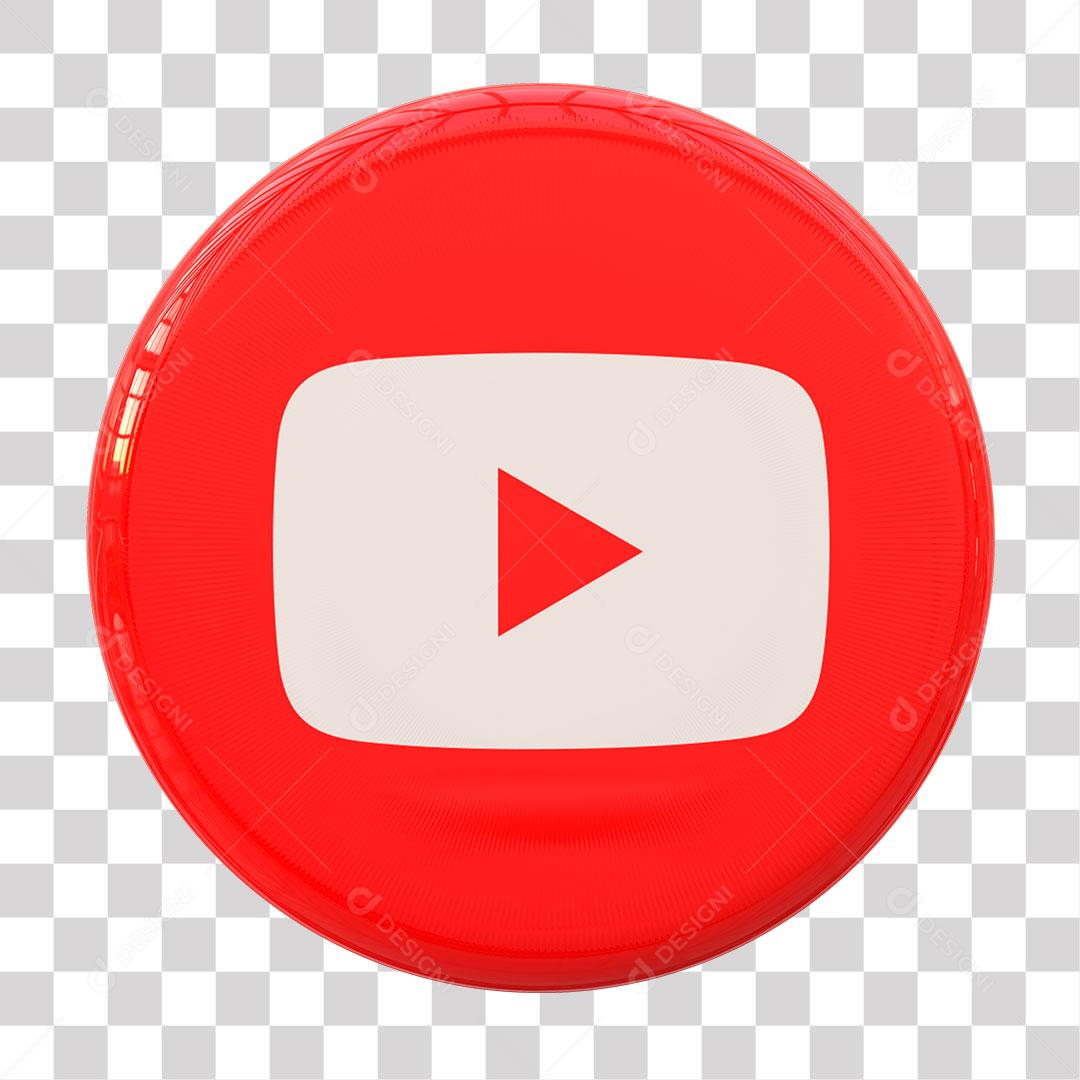 Youtube Ícone 3D Para Composição PNG Transparente