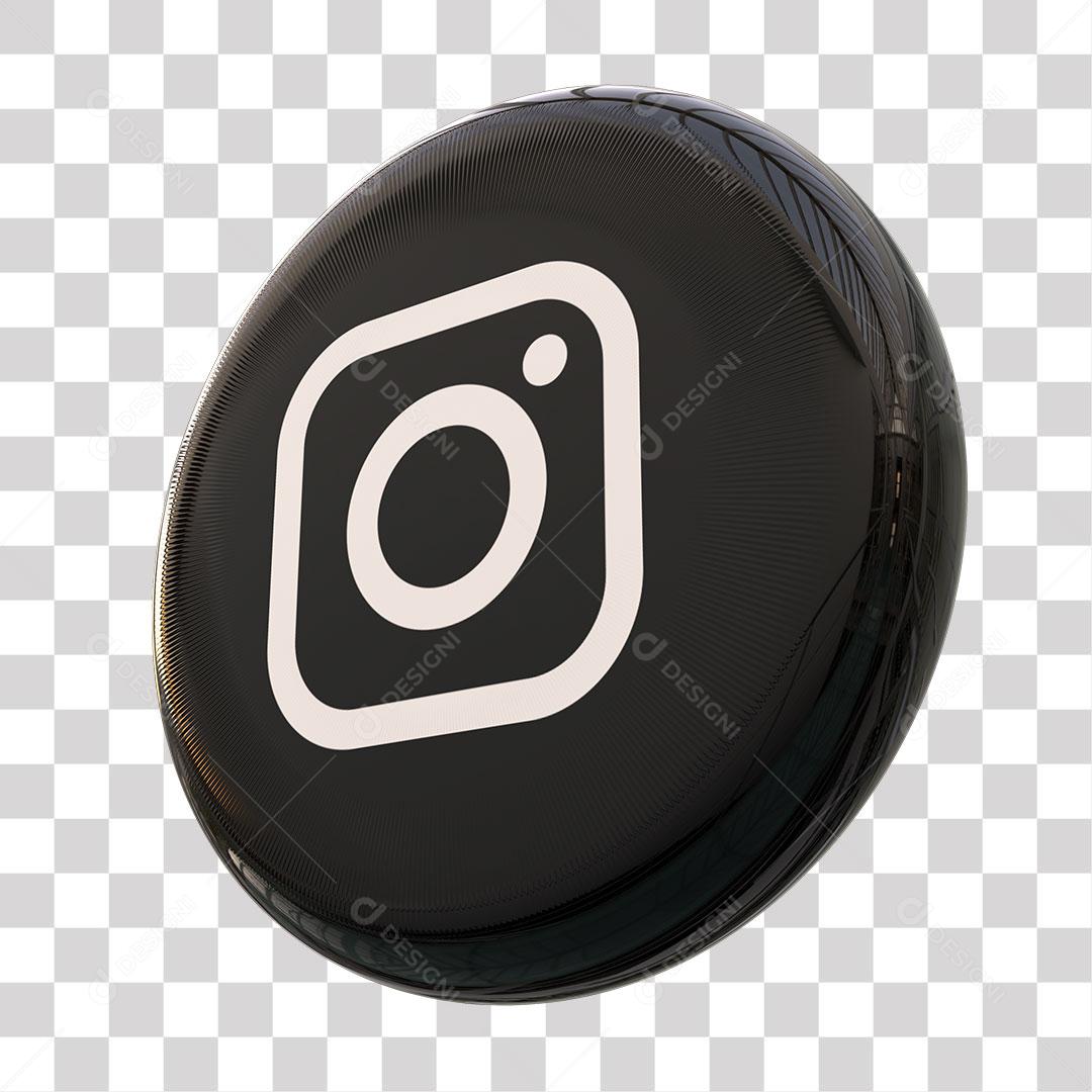 Instagram Ícone 3D Preto Elemento Para Composição PNG Transparente