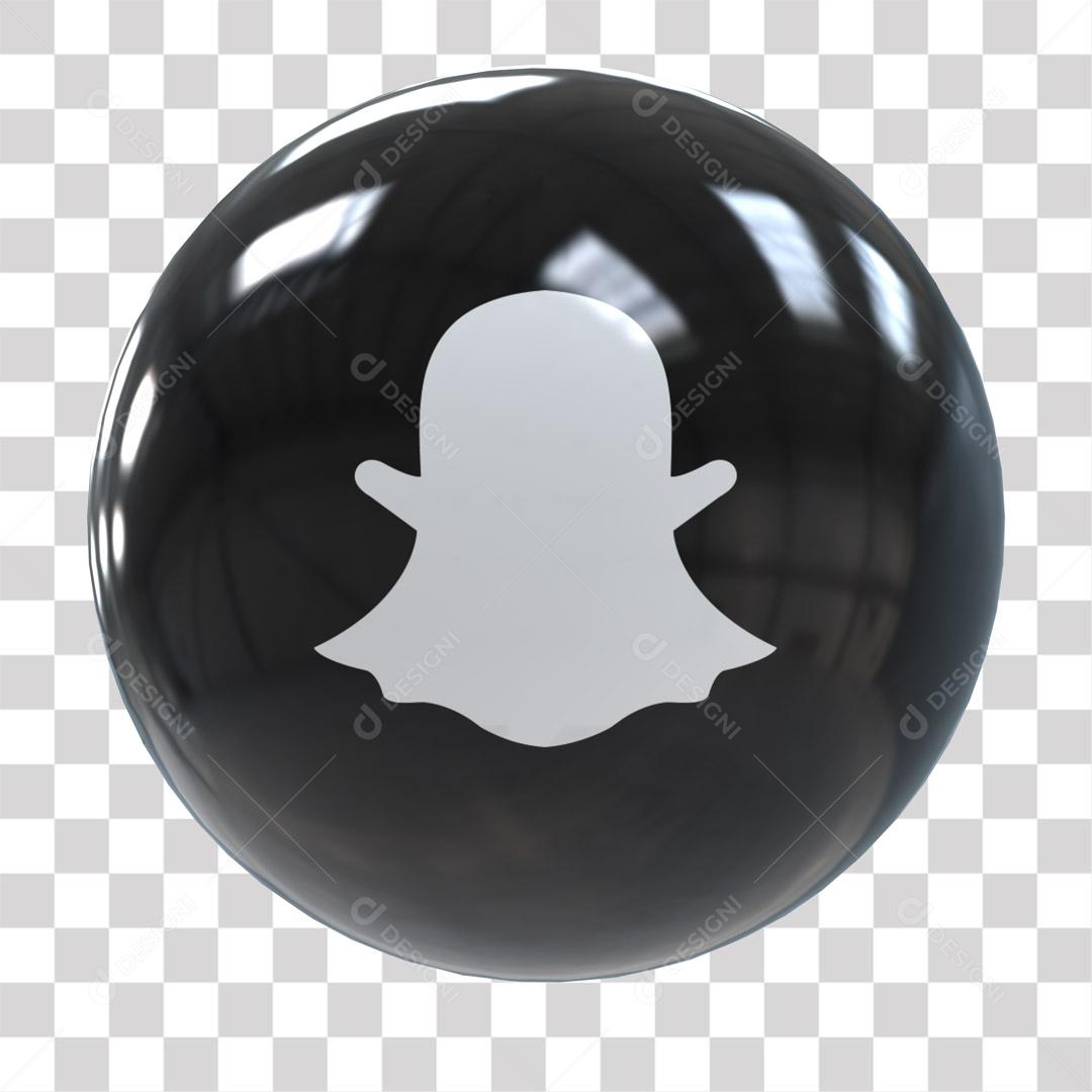 Snapchat Ícone 3D Preto Para Composição PNG Transparente