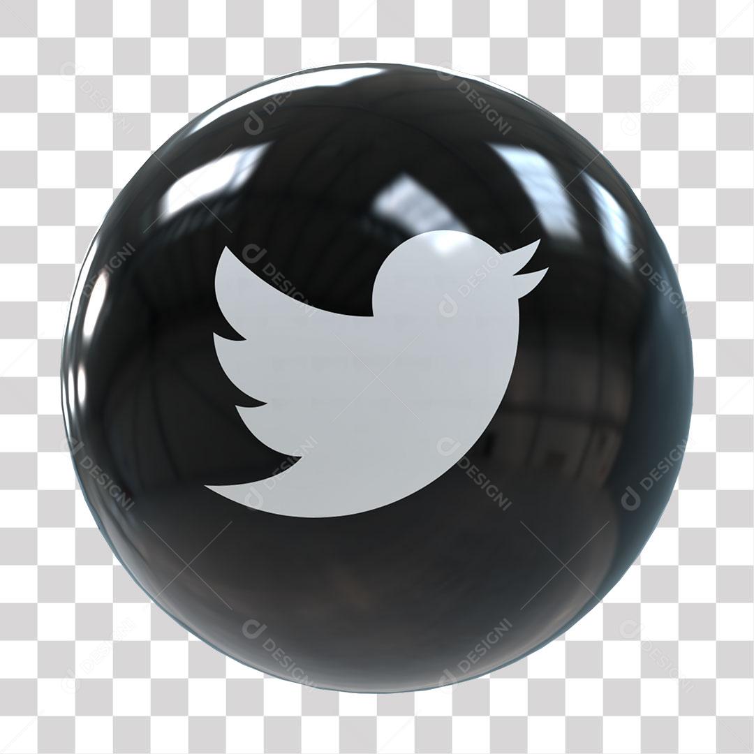 Twitter Ícone 3D Para Composição PNG Transparente