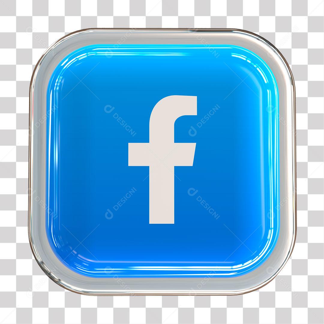 Facebook Ícone 3D Para Composição PNG Transparente