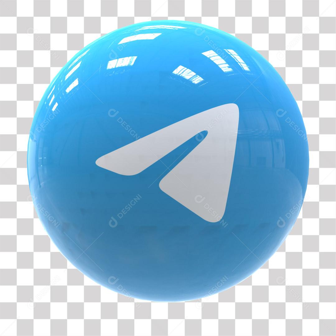 Telegram Ícone 3D Azul Elemento Para Composição PNG Transparente