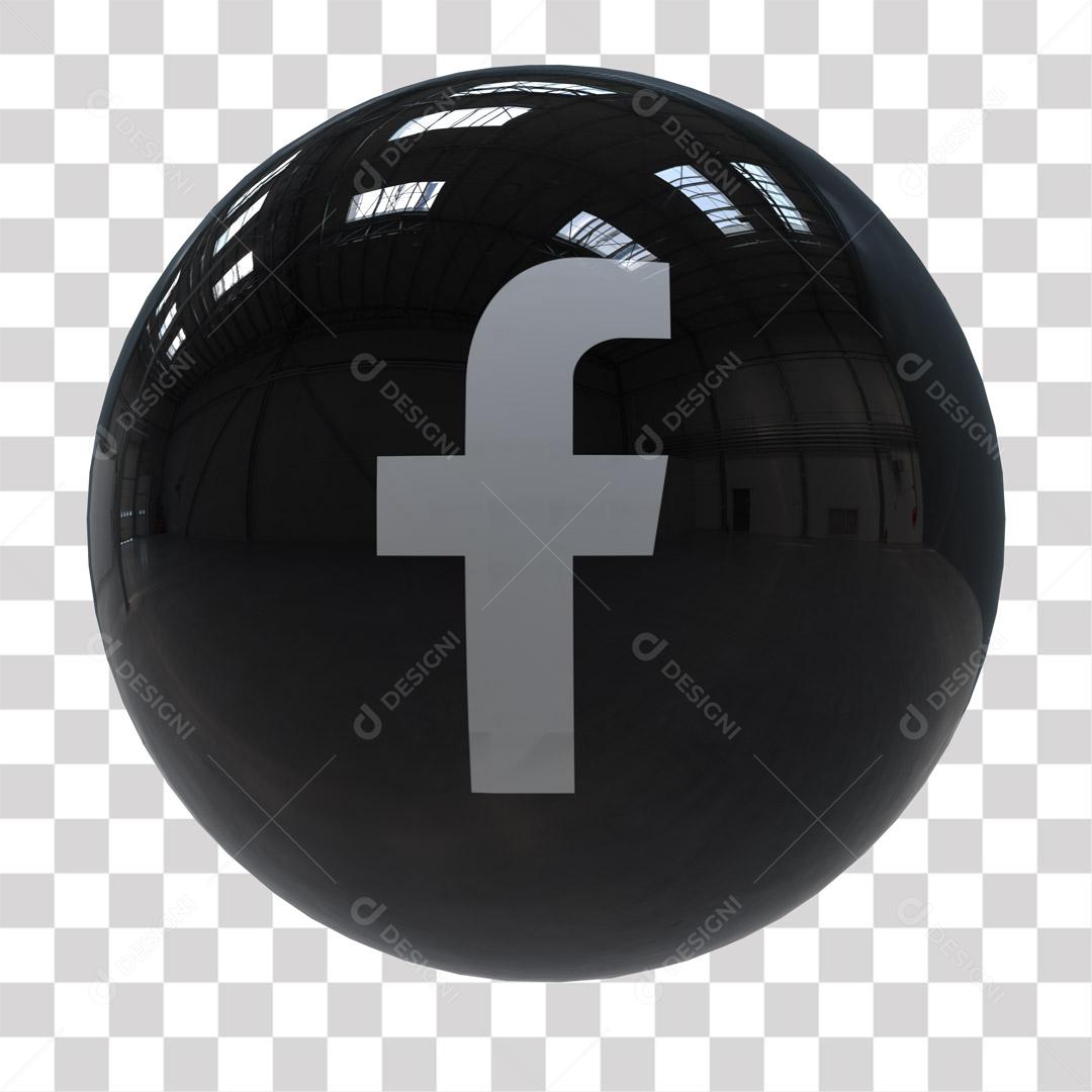 Facebook Ícone 3D Preto Para Composição PNG Transparente