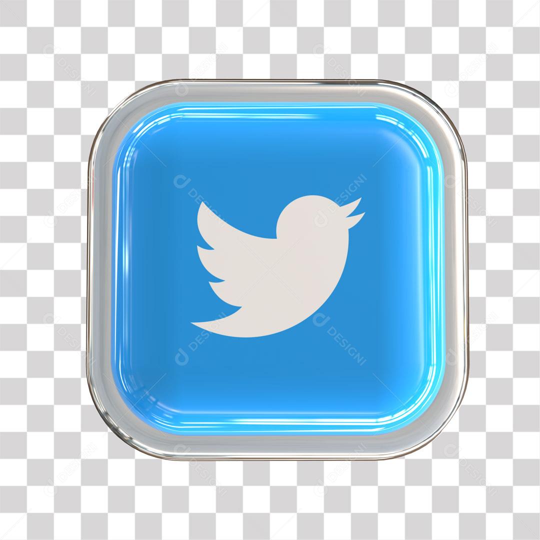 Ícone Twitter 3D Para Composição PNG