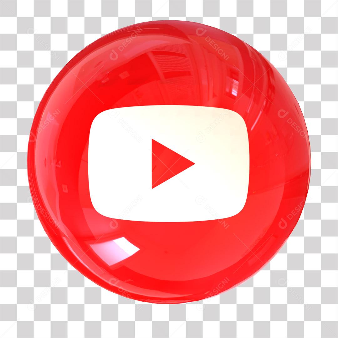 Ícone YouTube 3D Para Composição PNG