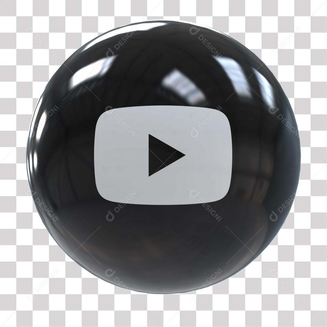 Ícone YouTube 3D Para Composição PNG
