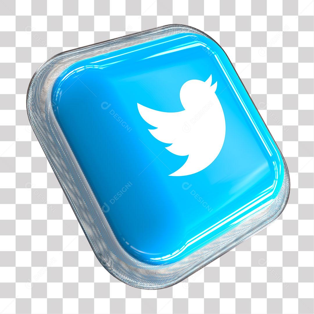 Twitter Ícone 3D Para Composição PNG Transparente