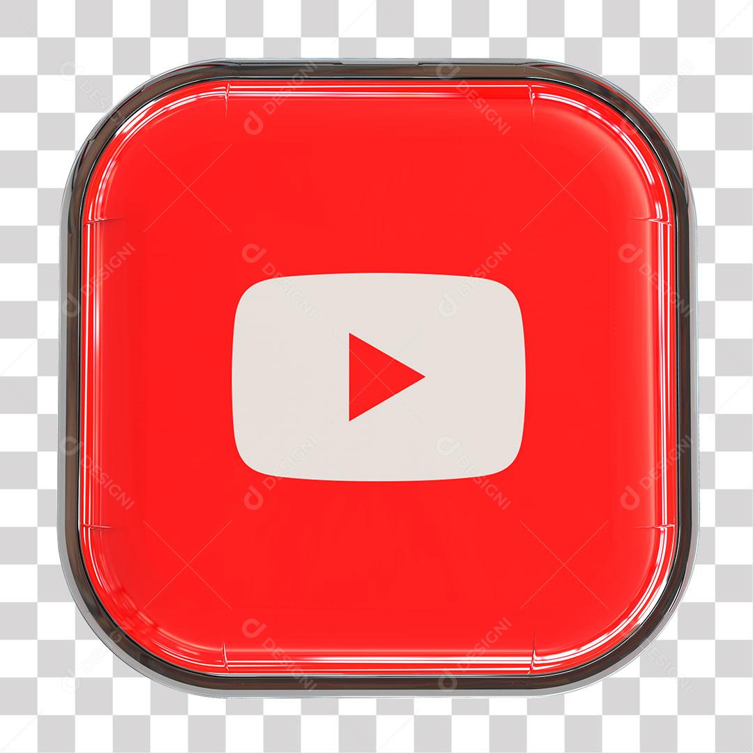 Youtube Ícone 3D Para Composição PNG Transparente