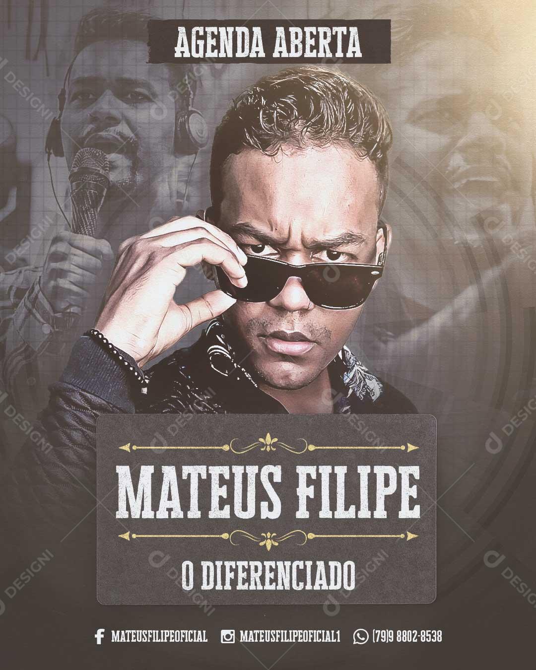 Agenda Aberta Mateus Felipe Social Media PSD Editável