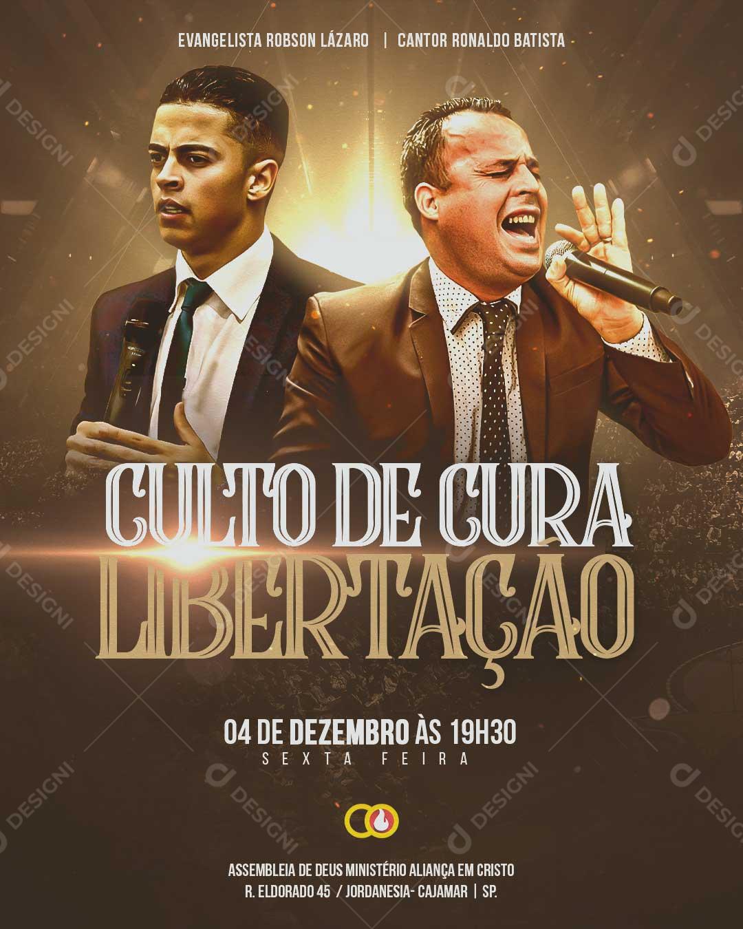 Culto De Cura e Libertação Social Media PSD Editável