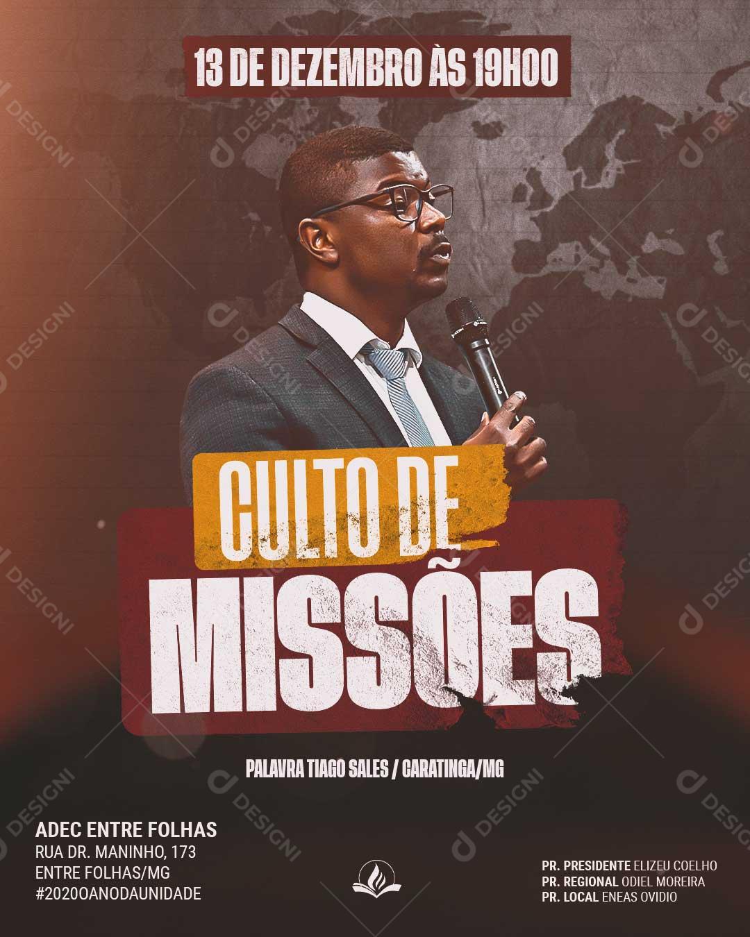 Culto de Missões Social Media PSD Editável