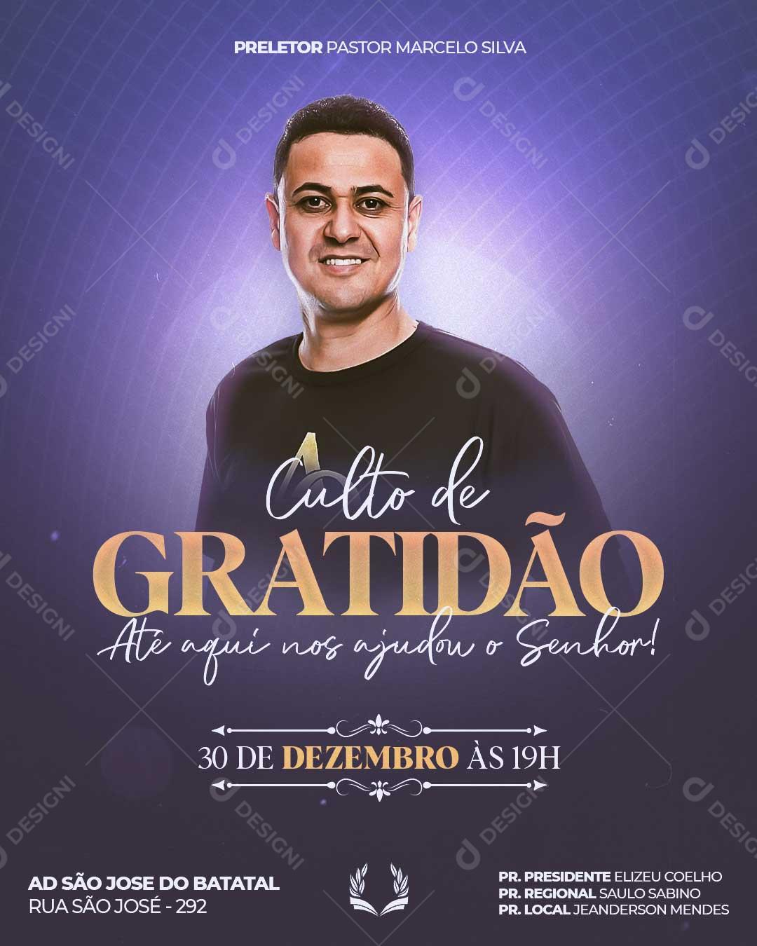 Culto de Gratidão Social Media PSD Editável