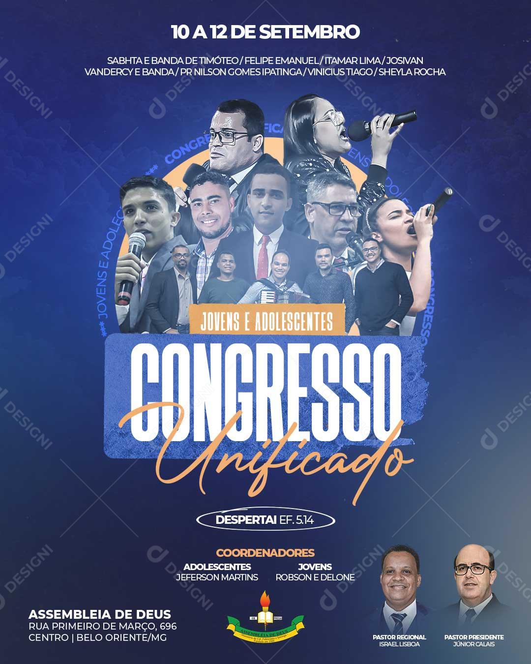 Congresso Unificado Igreja Social Media PSD Editável