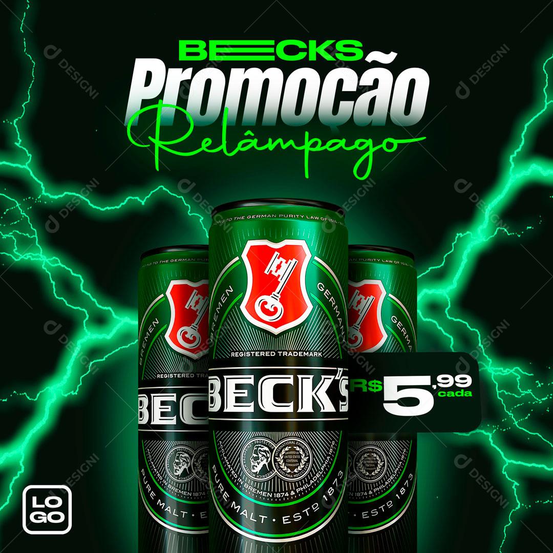 Cerveja Becks Promoção Relâmpago Social Media PSD Editável