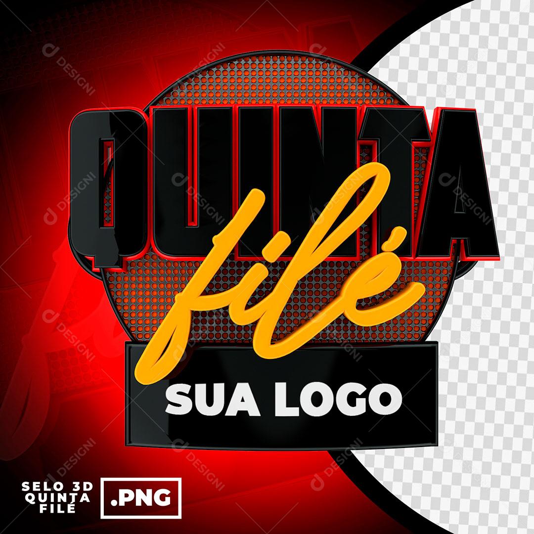 Quinta Filé Selo 3D Para Composição PSD Editável