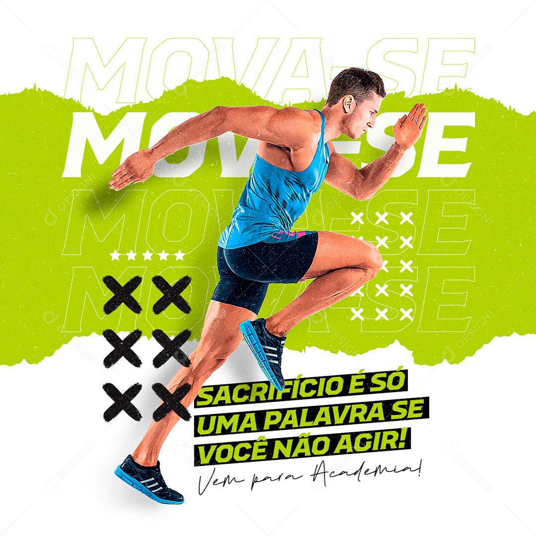 Social Media Academia Mova-se Sacrificio e só Uma Palavra PSD Editável