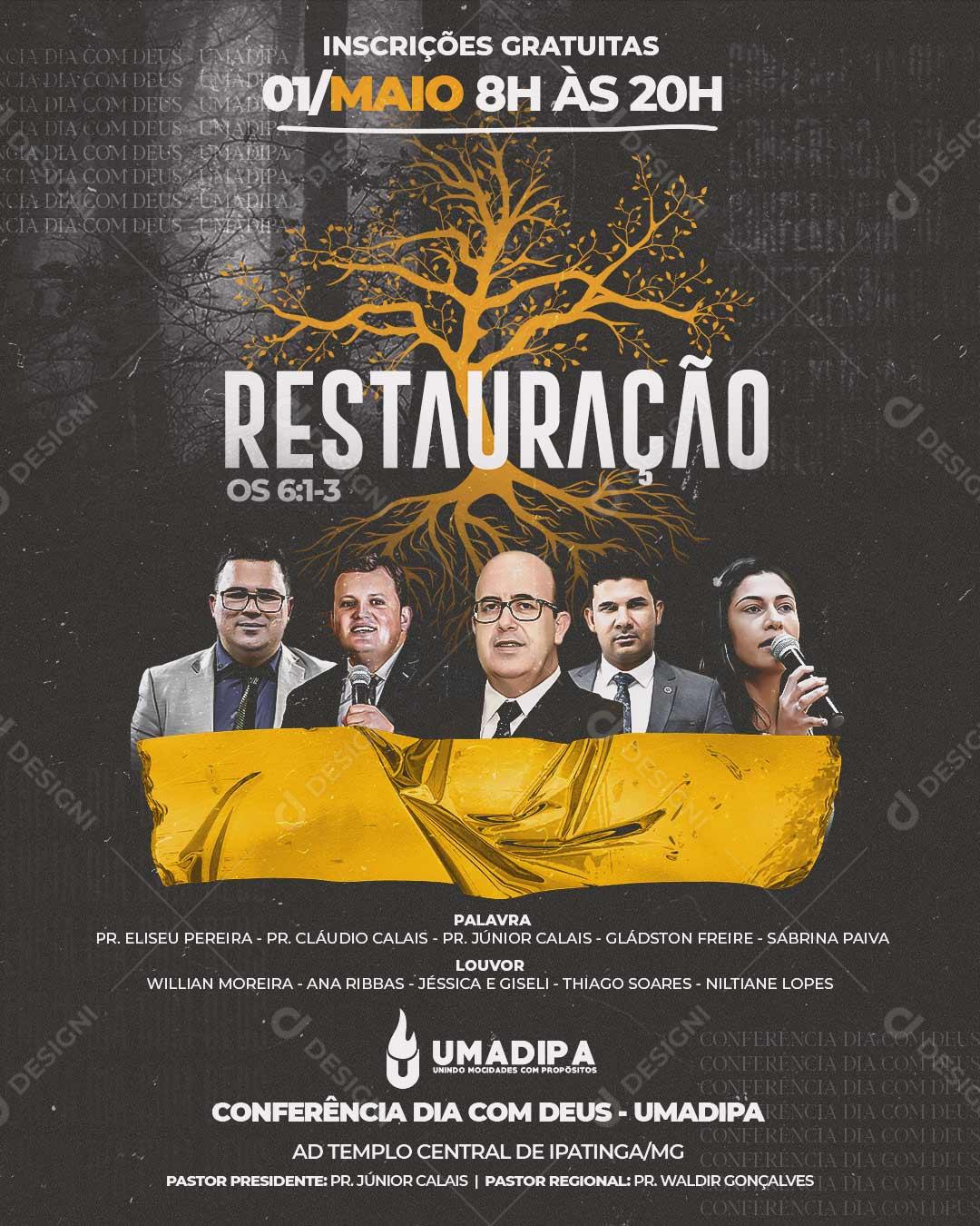Restauração Culto Evangélico  Social Media PSD Editável