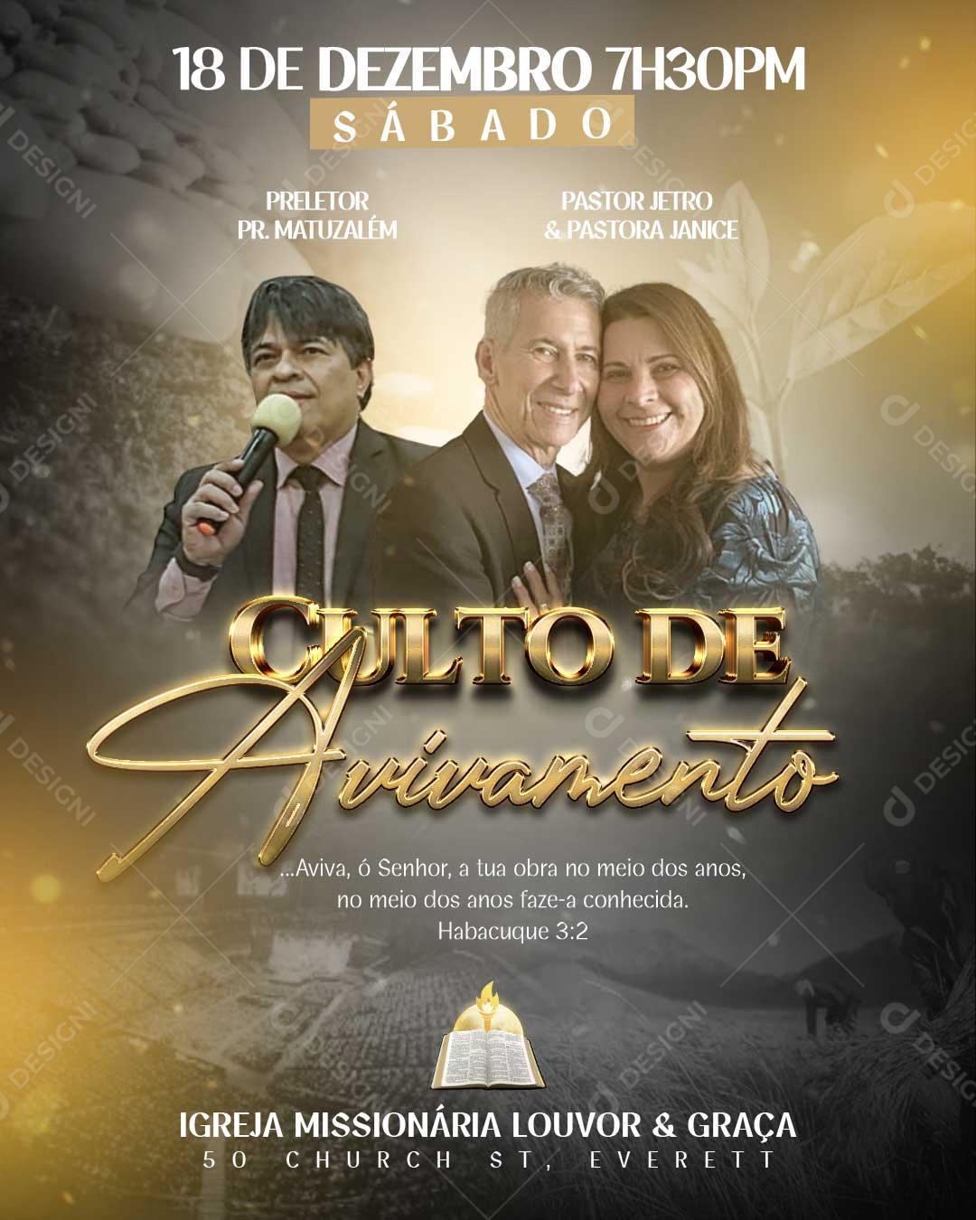 Culto de Avivamento Social Media PSD Editável