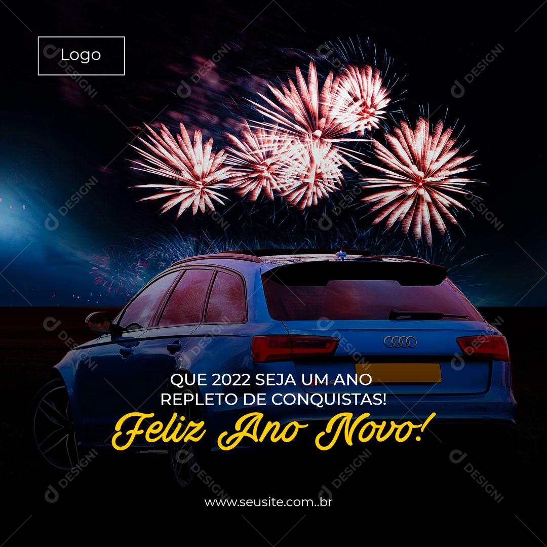 Social Media Feliz Ano Novo 2022 Frase Motivacional PSD Editável