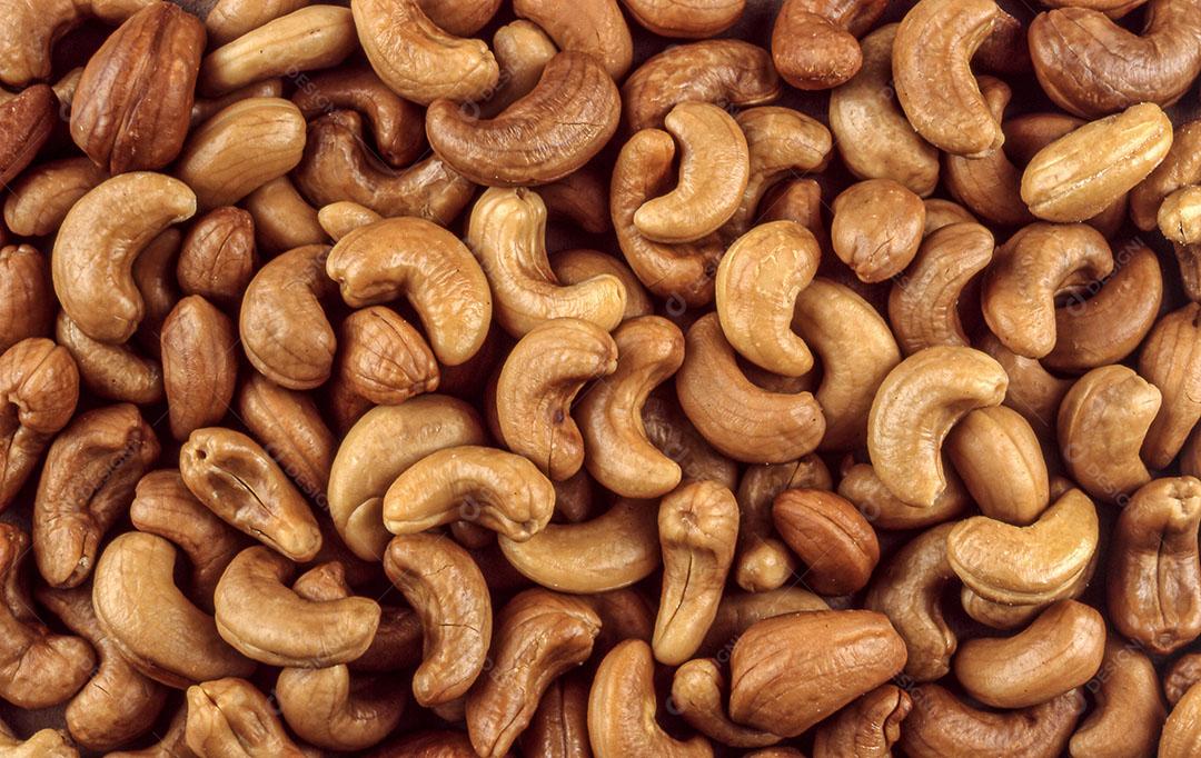 Fundo de Castanhas de Caju Fruta Tropical Brasileira Imagem JPG