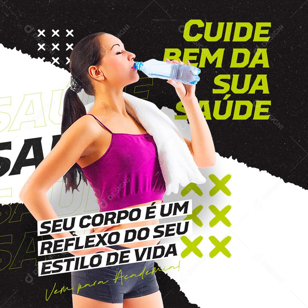 Cuide Bem Da Sua Saúde Academia Social Media PSD Editável