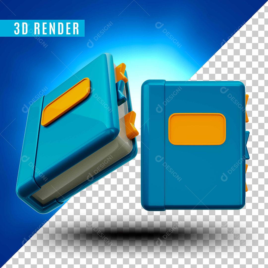 Cadernos Escolares Volta ás Aulas Ícones 3D Para Composição PSD Editável