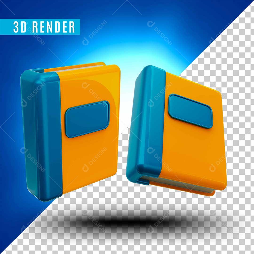 Cadernos Escolares Volta ás Aulas Ícones 3D Para Composição PSD Editável