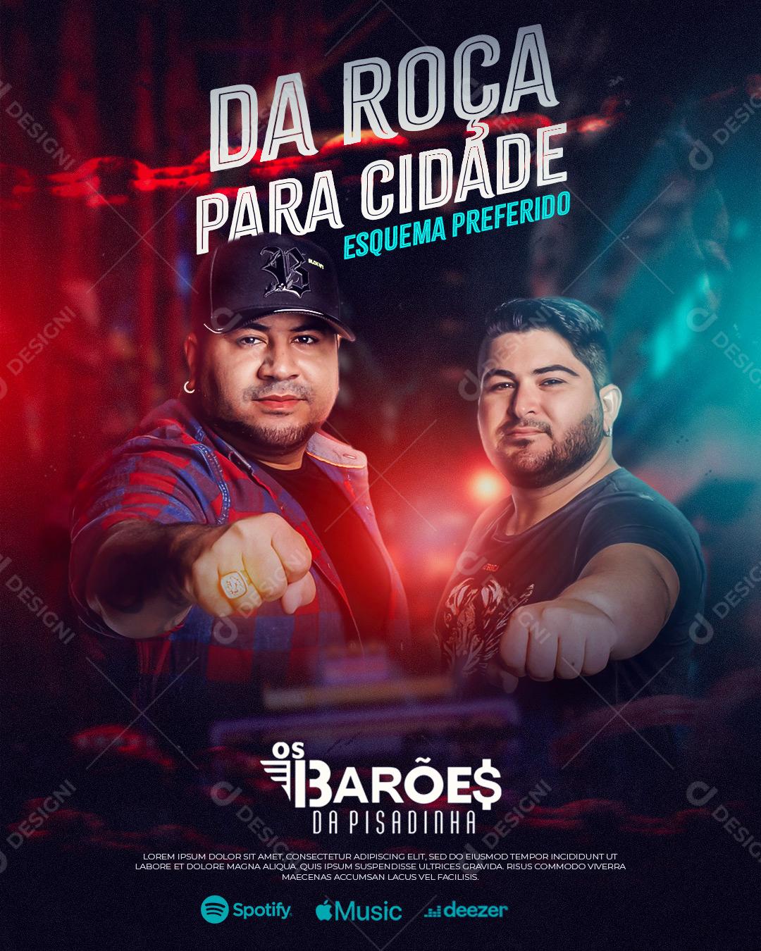 Feed Flyer Da Roça Pra Cidade Barões Da Pisadinha Forró Social Media PSD Editável