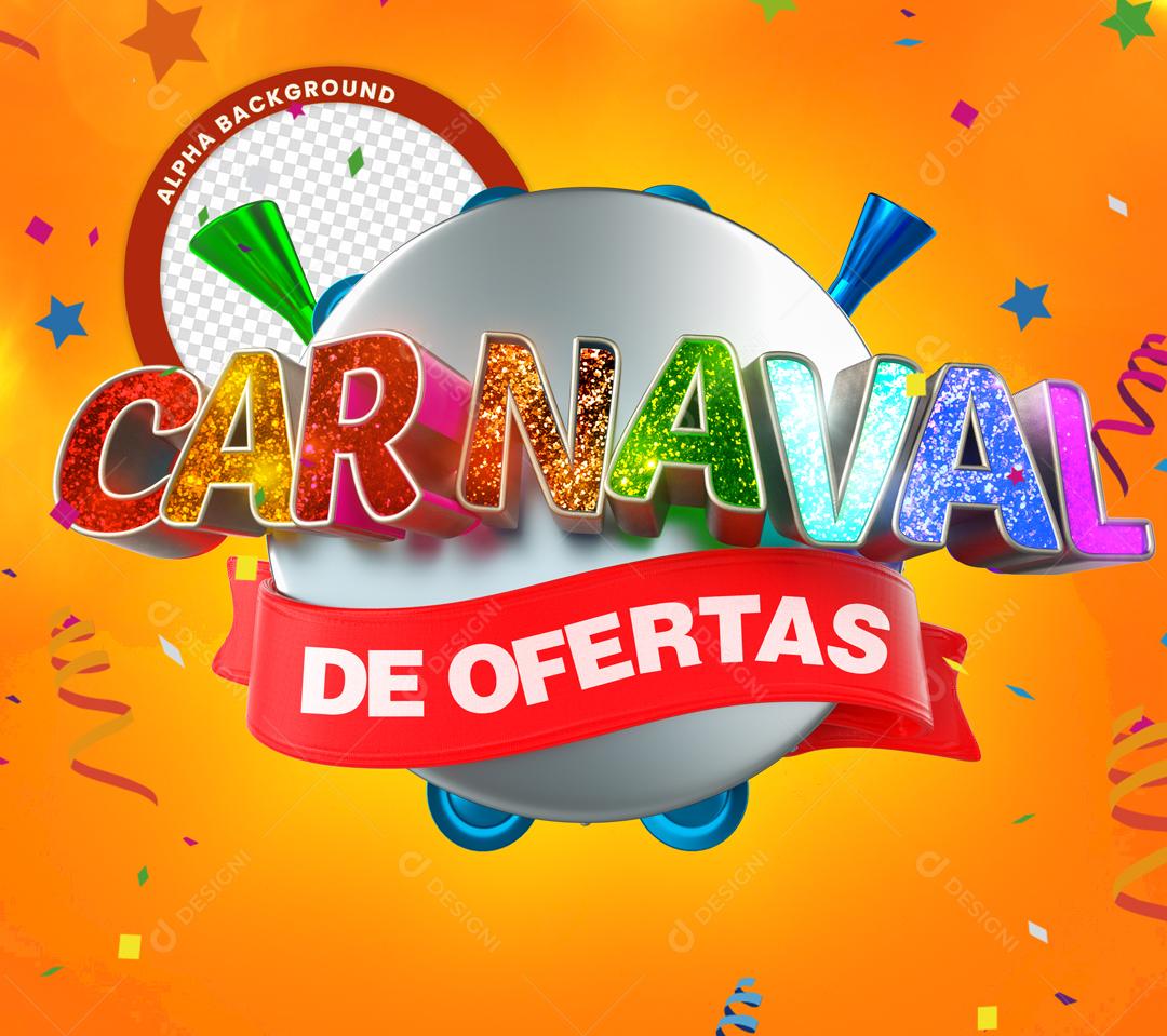 Selo 3D De Carnaval De Ofertas Para Composição PSD