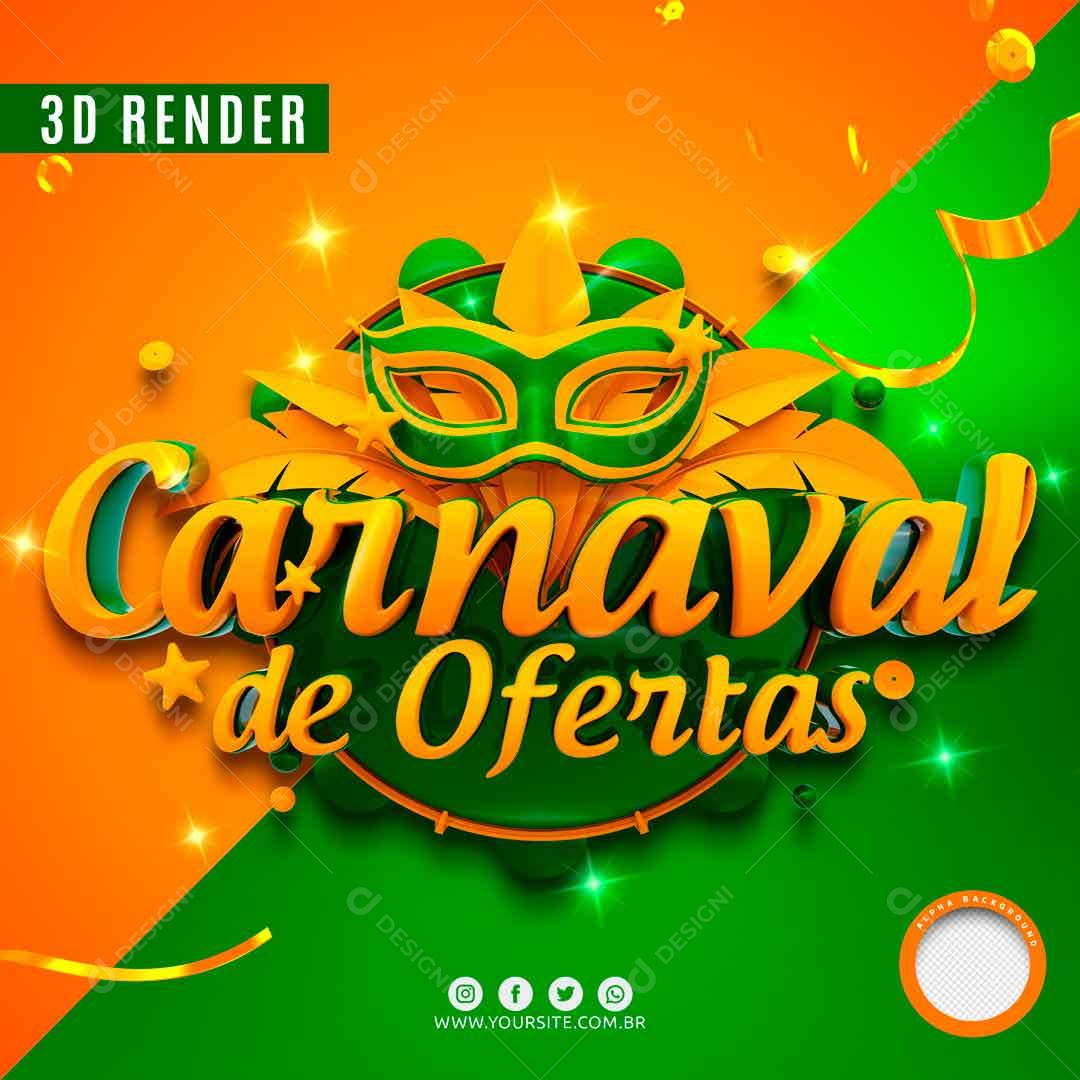 Selo 3D Verde Para Composição Carnaval De Ofertas PSD Editável