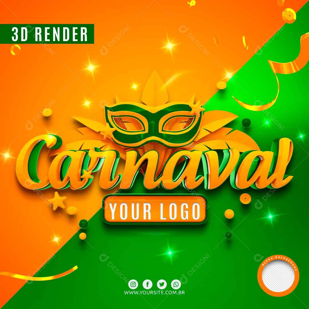 Selo 3D Verde Para Composição Carnaval De Ofertas PSD Editável