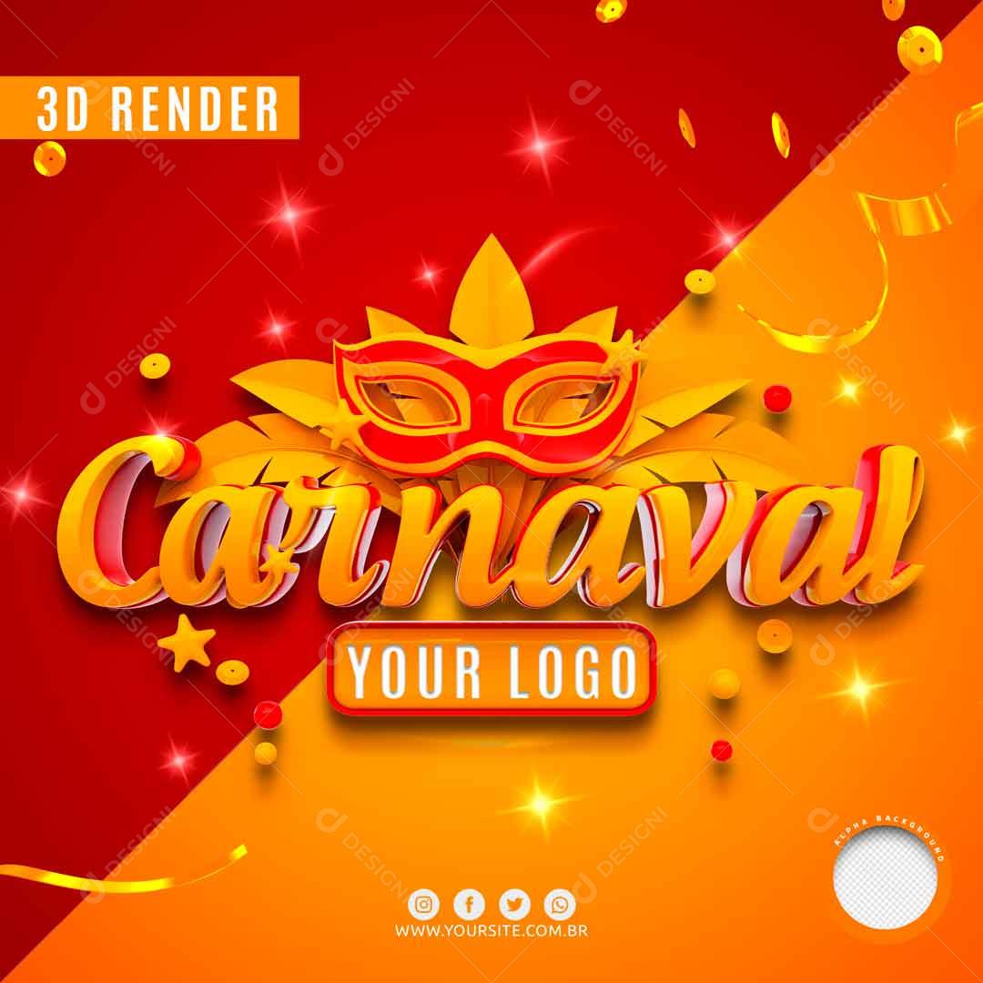 Selo 3D Vermelho Para Composição Carnaval De Ofertas PSD Editável