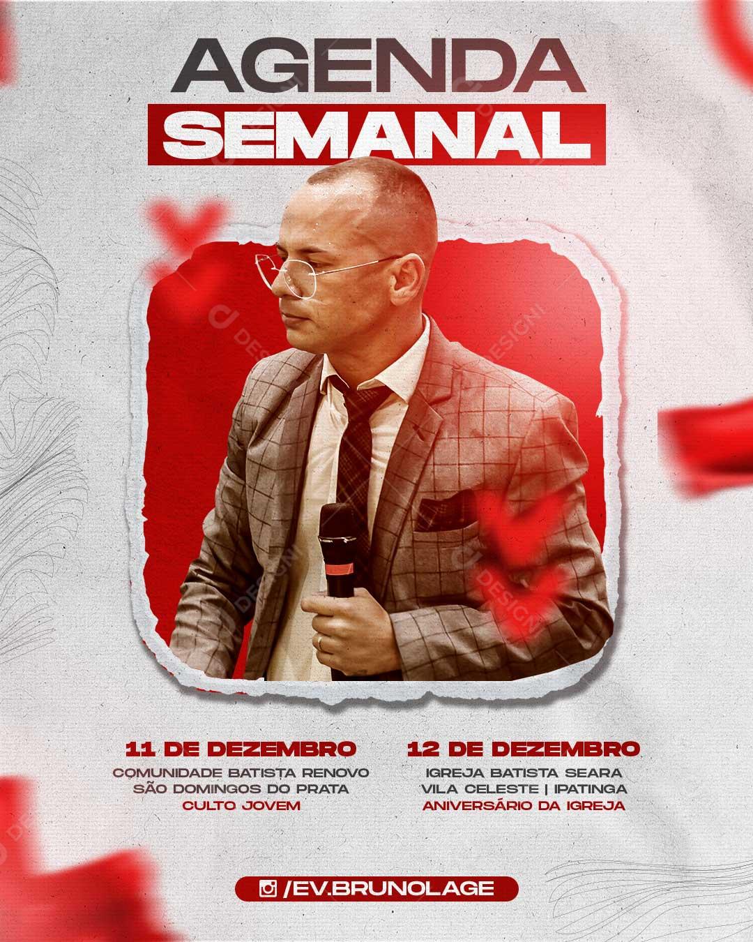Agenda Semanal Pastor Social Media PSD Editável