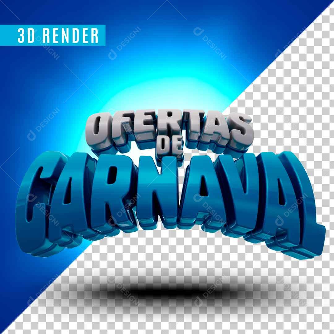 Selo 3D Azul Para Composição Ofertas De Carnaval PSD Editável