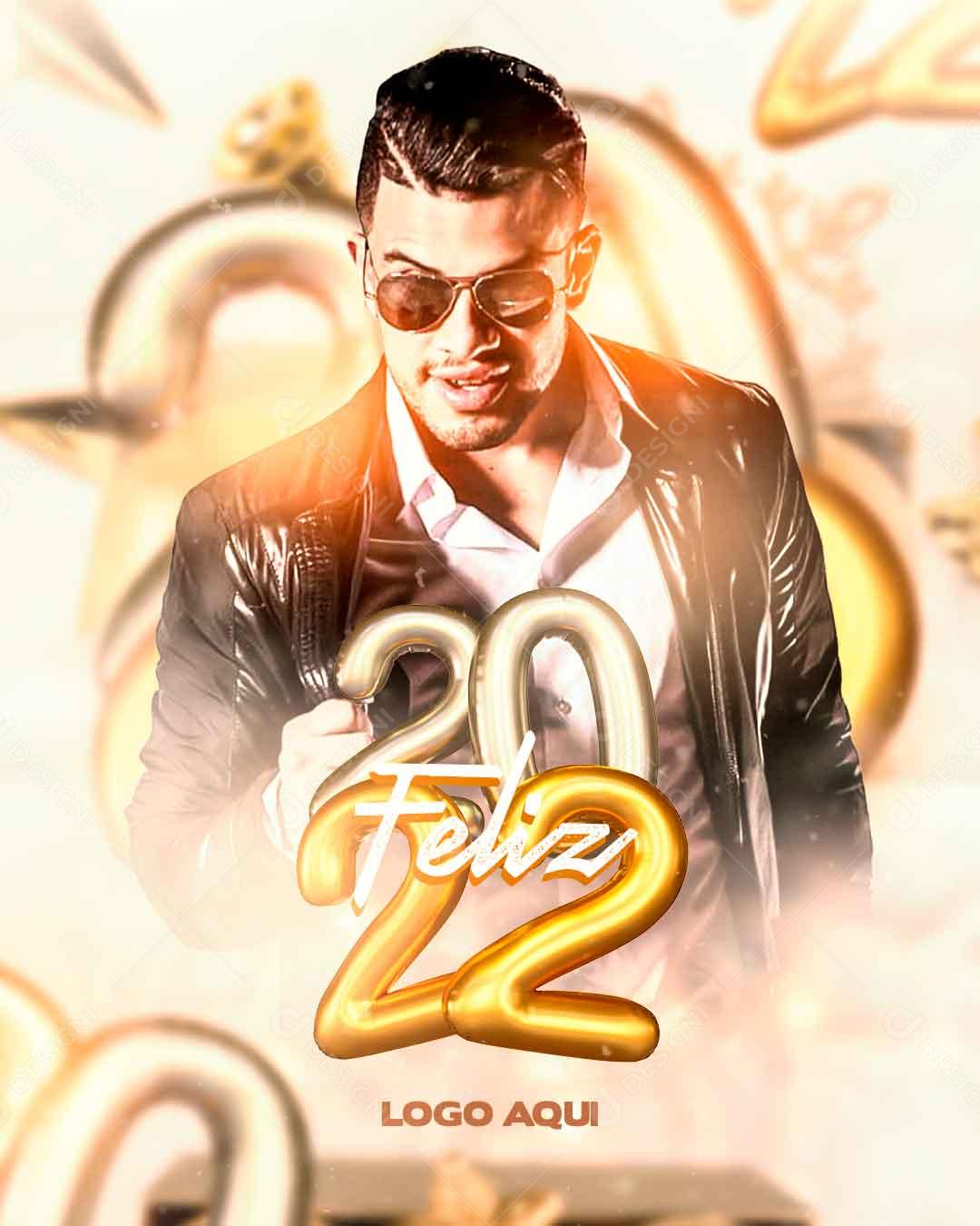 Feliz 2022 Ano Novo Réveillon Social Media PSD Editável