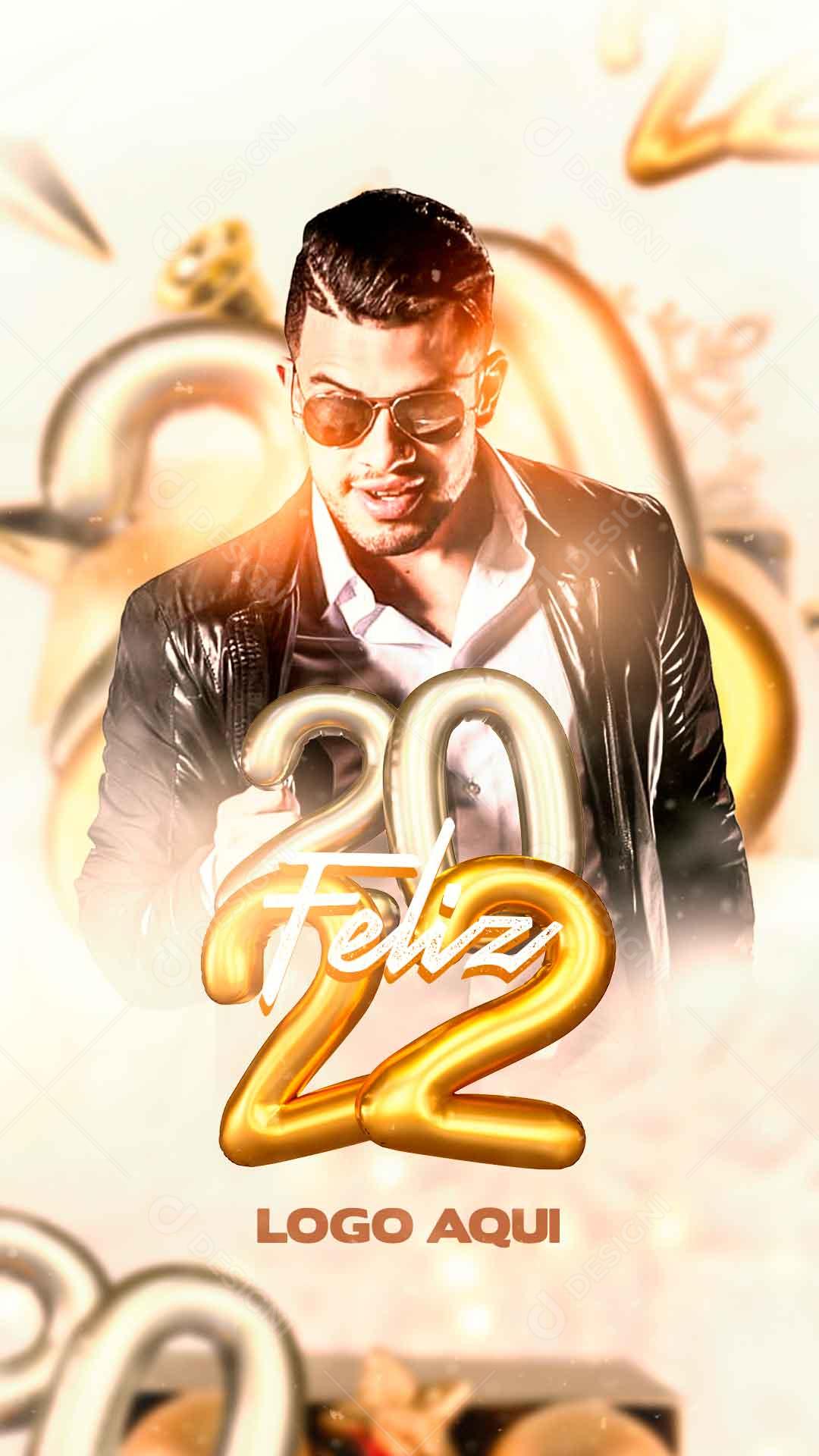 Feliz 2022 Ano Novo Réveillon Social Media PSD Editável