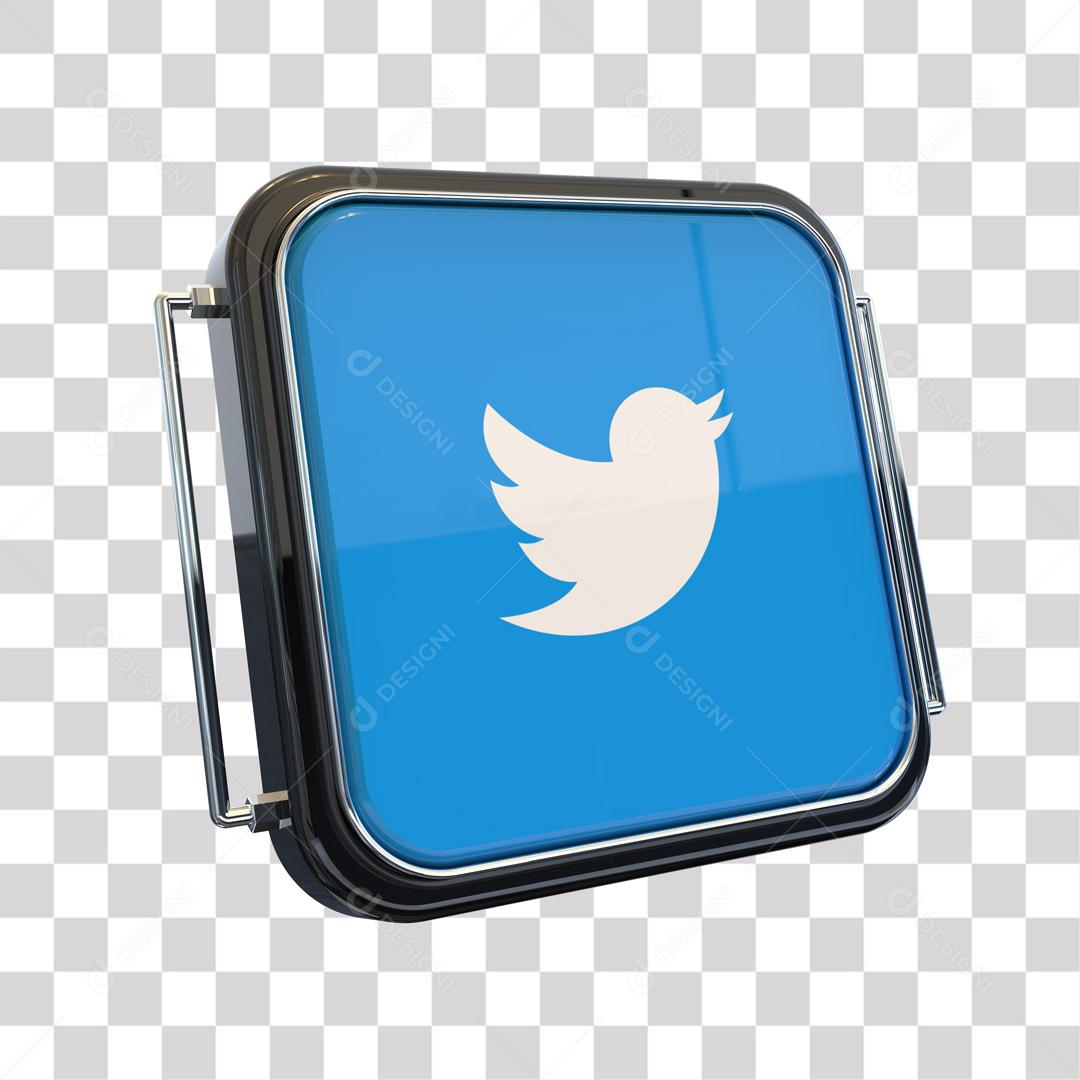 Ícone Twitter 3D Para Composição PNG