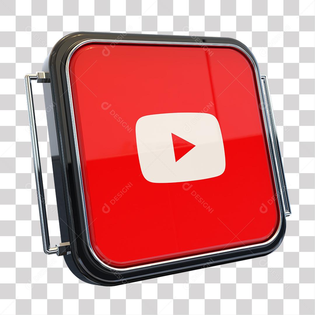 Youtube 3D Ícone Para Composição PNG Transparente Sem Fundo