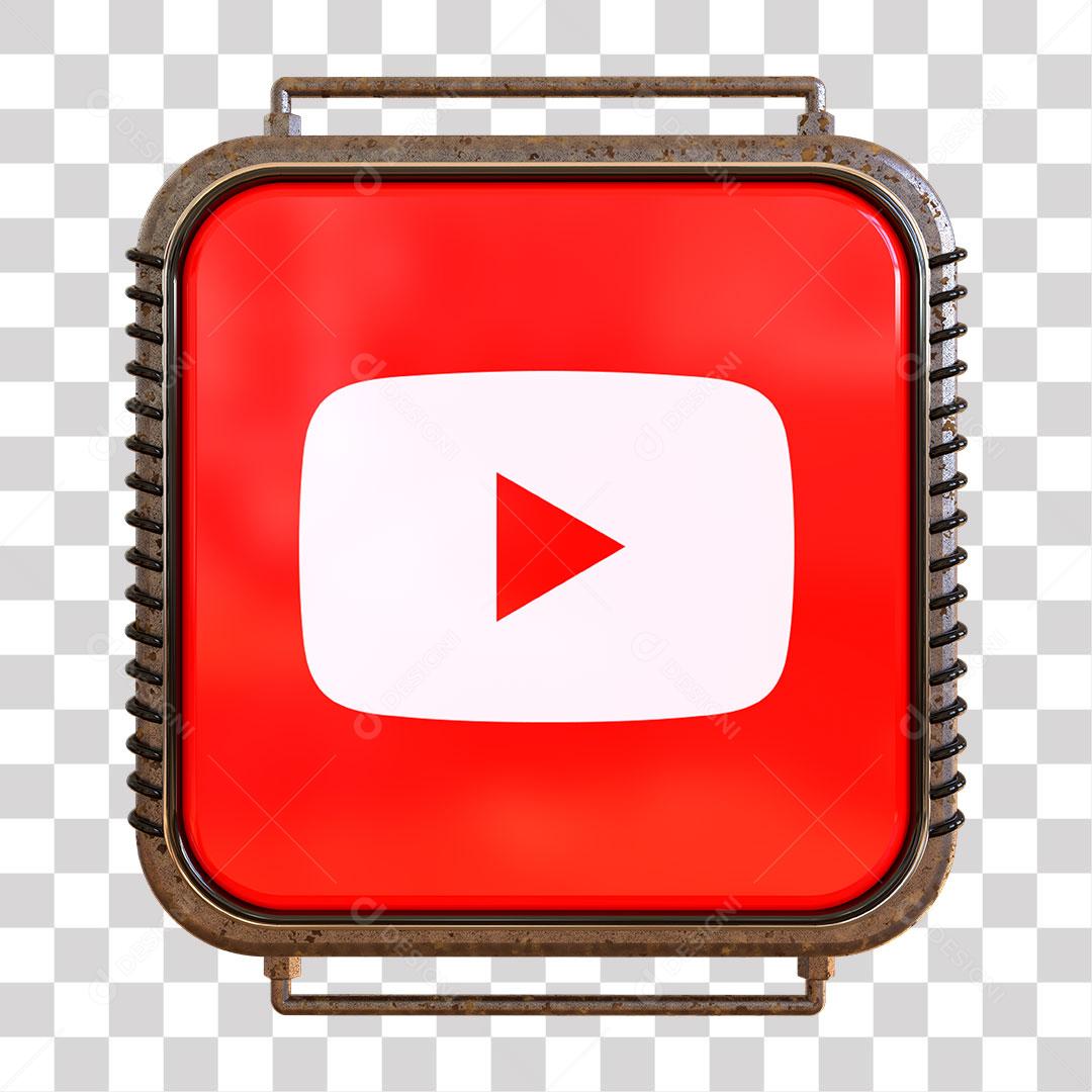 Youtube Ícone 3D Para Composição PNG Transparente