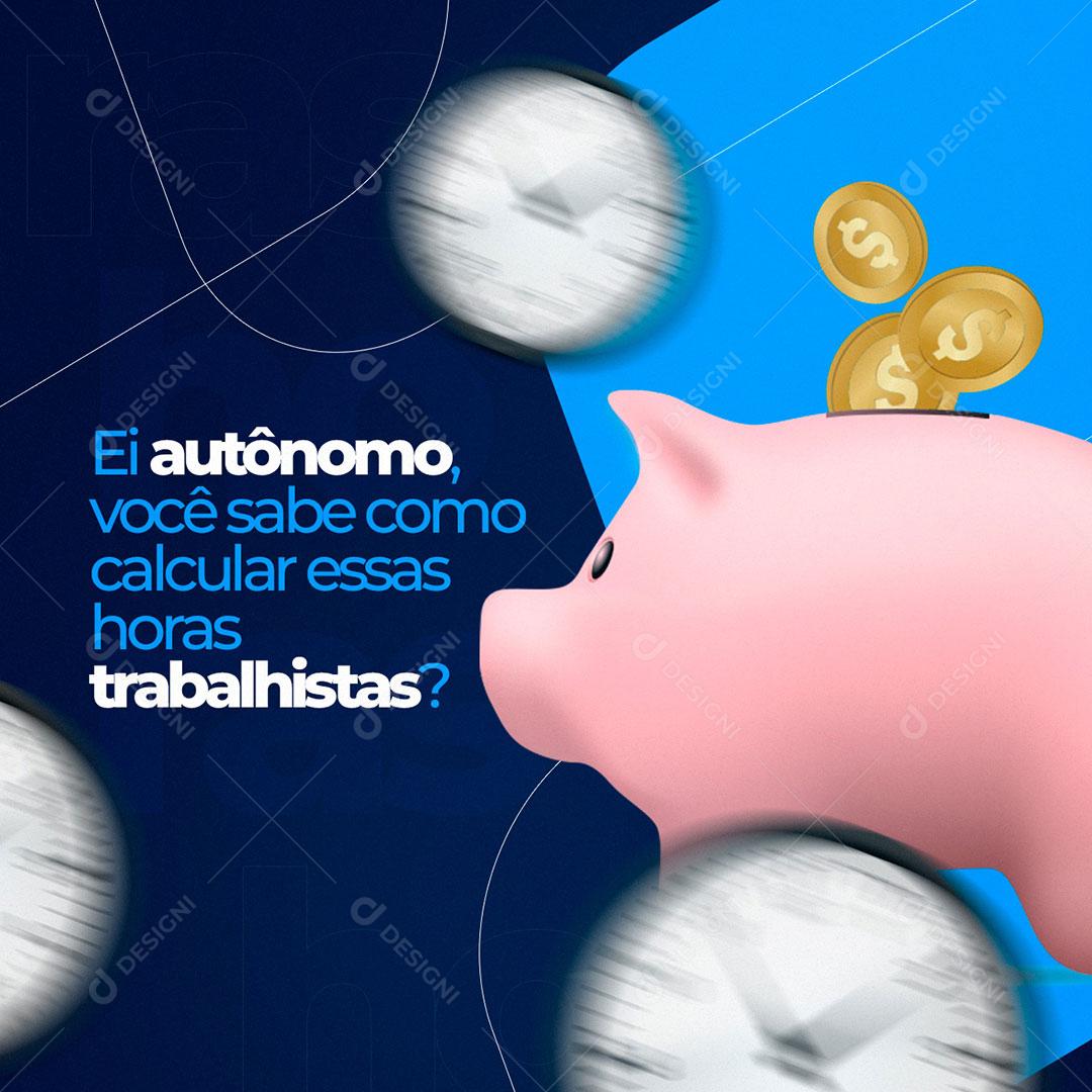 Social Media Contabilidade Calcular Horas Trabalhista PSD Editável