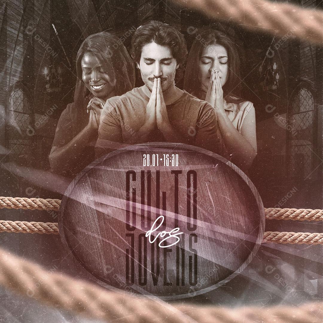 Social Media Gospel Culto Com Os Jovens PSD Editável