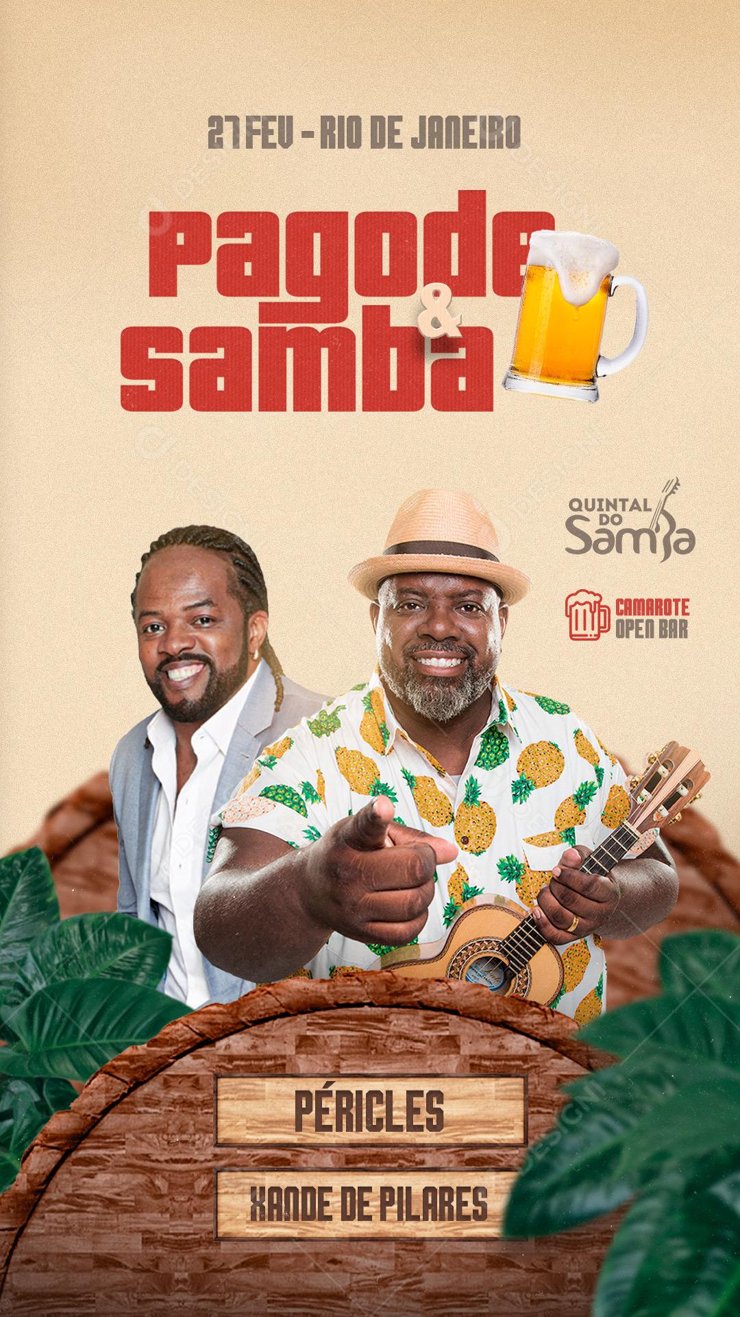 Flyer Story Pagode e Samba Cantores Social Media PSD Editável