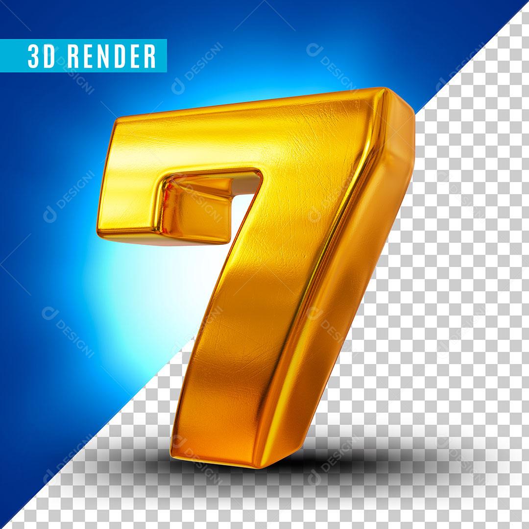 Golden Number 7 3D Element For Composition PSD