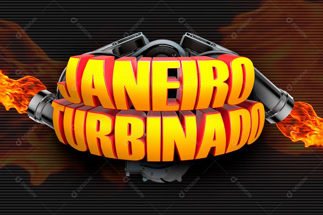 Janeiro Turbinado Selo 3D Para Composição PSD Editável