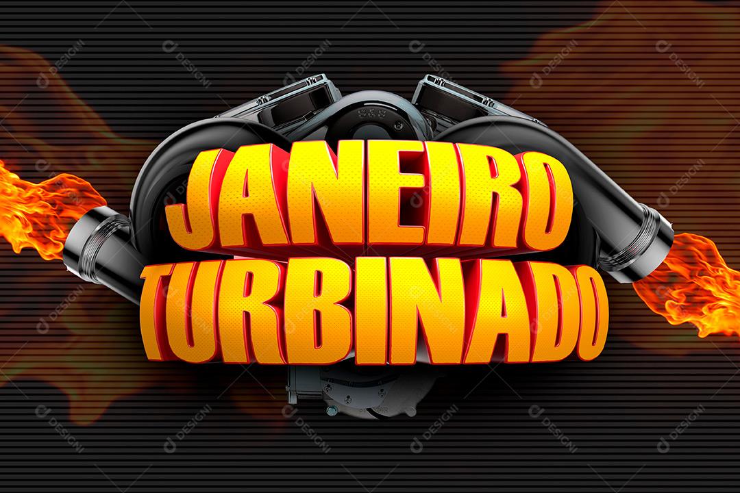 Janeiro Turbinado Selo 3D Para Composição PSD Editável